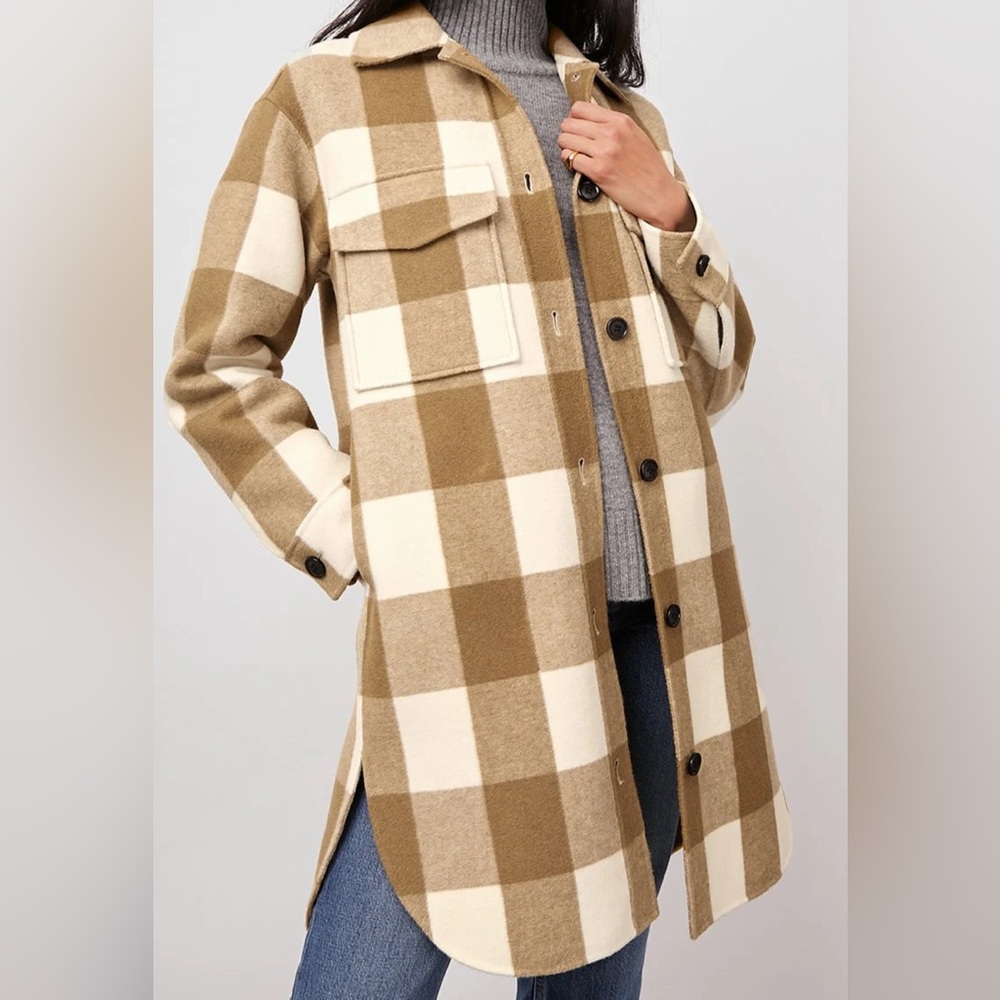 RAILS Jaro Plaid Wool-Blend Shirt Jacket - Camel Plaid